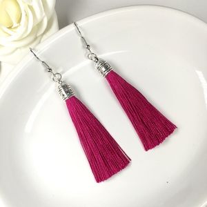 Fuchsia Tassel Drop Earrings